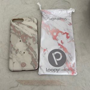 Loopy IPhone 8 Plus phone case with bag and interchangeable loop.